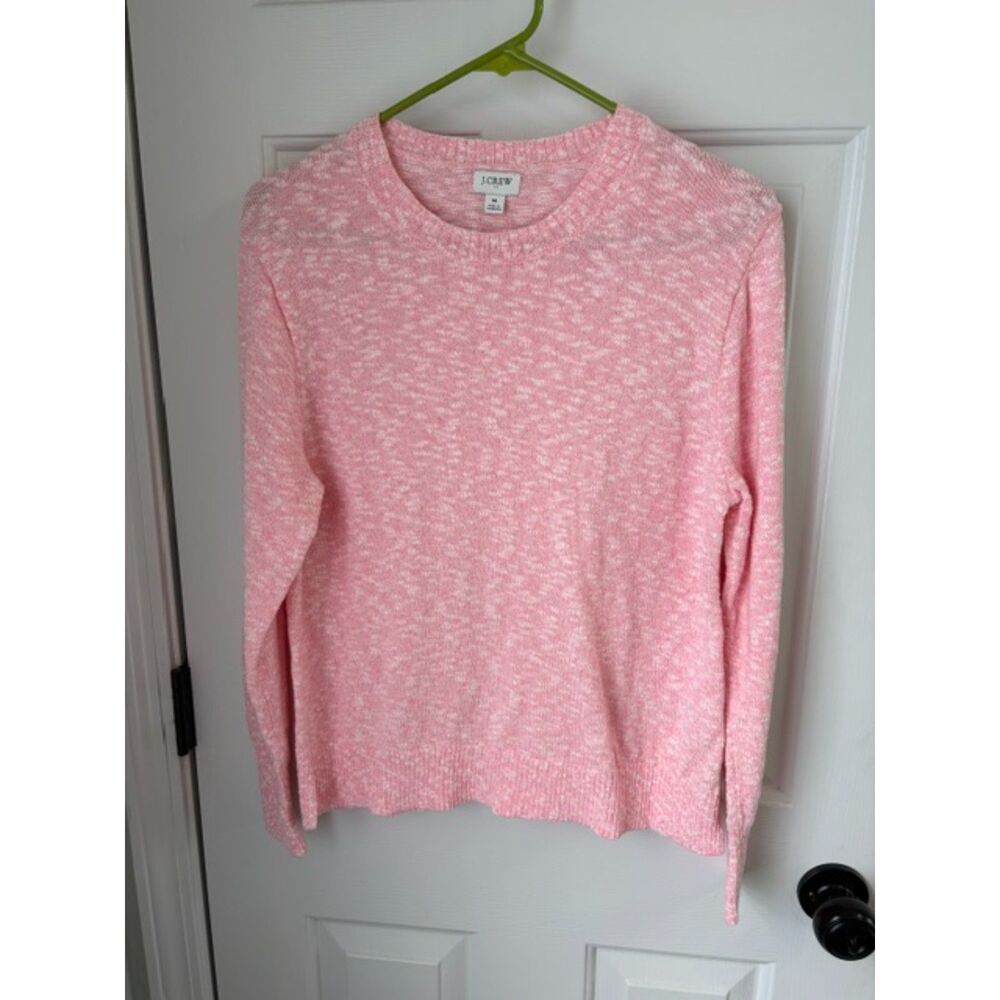 J.Crew Crewneck Beach Sweater in Pink Marled Knit Cotton Blend Size M